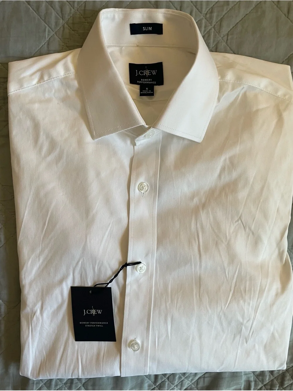 J. CREW Slim Bowery performance stretch dress shirt spread collar SZ S $98 CA351